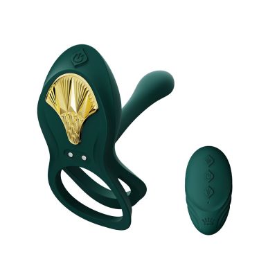 Смарт ерекційне кільце Zalo BAYEK Turquoise Green, подвійне з ввідною частиною, пульт ДК