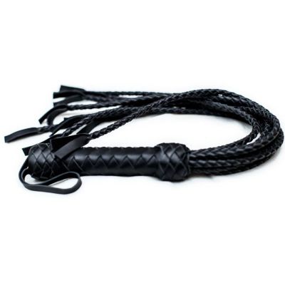 Флогер «Кішка», 9 плетених хвостів по 50 см, колір чорний