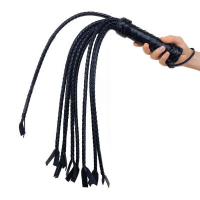 Флогер «Кішка», 9 плетених хвостів по 50 см, колір чорний