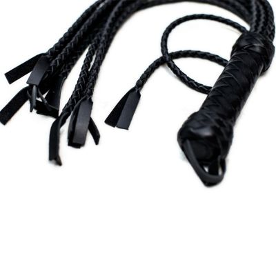 Флогер «Кішка», 9 плетених хвостів по 50 см, колір чорний