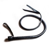 Батіг із руків'ям, натуральна шкіра, колір чорний, довжина 120 см Батіг із руків'ям, натуральна шкіра, колір чорний, довжина 120 см