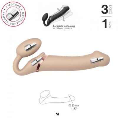 Безремінний страпон з вібрацією Strap-On-Me Vibrating Flesh M, діаметр 3,3см, пульт ДК, регульований Безремінний страпон з вібрацією Strap-On-Me Vibrating Flesh M, діаметр 3,3см, пульт ДК, регульований