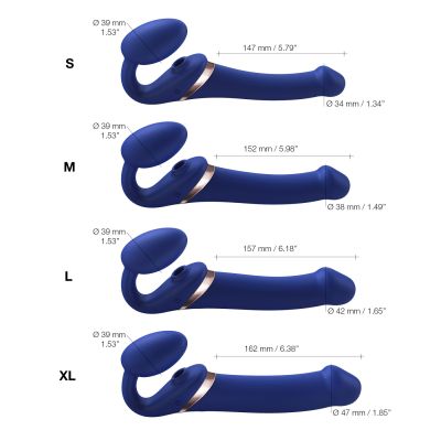 Безремінний вібрострапон з вакуумною стимуляцією Strap-On-Me MULTI ORGASM Blue L, регульований Безремінний вібрострапон з вакуумною стимуляцією Strap-On-Me MULTI ORGASM Blue L, регульований