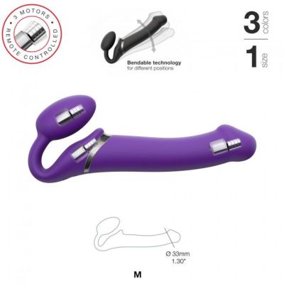 Безремінний страпон з вібрацією Strap-On-Me Vibrating Violet M, діаметр 3,3см, пульт ДК, регульовани Безремінний страпон з вібрацією Strap-On-Me Vibrating Violet M, діаметр 3,3см, пульт ДК, регульовани