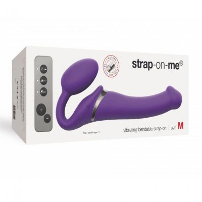 Безремінний страпон з вібрацією Strap-On-Me Vibrating Violet M, діаметр 3,3см, пульт ДК, регульовани Безремінний страпон з вібрацією Strap-On-Me Vibrating Violet M, діаметр 3,3см, пульт ДК, регульовани