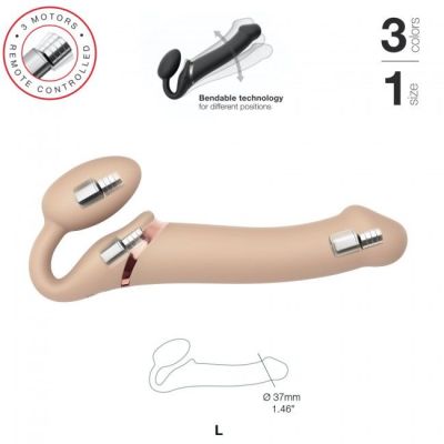 Безремінний страпон з вібрацією Strap-On-Me Vibrating Flesh L, діаметр 3,7см, пульт ДК, регульований Безремінний страпон з вібрацією Strap-On-Me Vibrating Flesh L, діаметр 3,7см, пульт ДК, регульований