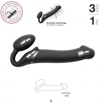 Безремінний страпон з вібрацією Strap-On-Me Vibrating Black L, діаметр 3,7см, пульт ДК, регульований Безремінний страпон з вібрацією Strap-On-Me Vibrating Black L, діаметр 3,7см, пульт ДК, регульований