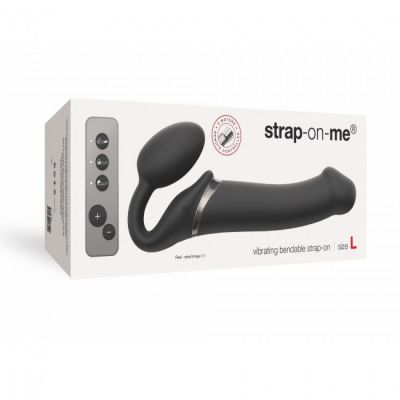 Безремінний страпон з вібрацією Strap-On-Me Vibrating Black L, діаметр 3,7см, пульт ДК, регульований Безремінний страпон з вібрацією Strap-On-Me Vibrating Black L, діаметр 3,7см, пульт ДК, регульований