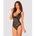 Мереживне боді з декольте Obsessive Estiqua teddy M-L, чорне, широкі лямки