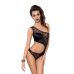 Боді-монокіні з глибоким декольте PETRA BODY black XXL/XXXL — Passion Exclusive, з асиметричним кроєм, відкрите плече