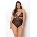 Боді Passion Amberly Body 4XL/5XL black, асиметричний крій, мереживний ліф, золота нитка