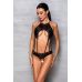 Боді з відкритим доступом Passion TASMINA BODY S/M, black, екошкіра, шнурівки, ажурні мережива