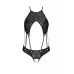 Боді з відкритим доступом Passion TASMINA BODY S/M, black, екошкіра, шнурівки, ажурні мережива