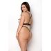 Боді Passion Viena Body 6XL/7XL beige, контрастне, бантики, вставка-сітка, відкриті сідниці