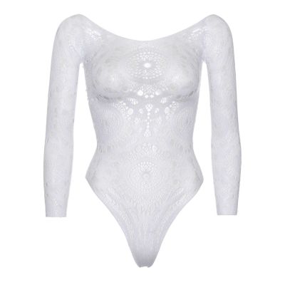 Боді Leg Avenue Snap crotch thong back teddy White S/M