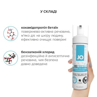 М’яка пінка для очищення іграшок System JO REFRESH (207 мл), дезінфікує, проникає глибоко М’яка пінка для очищення іграшок System JO REFRESH (207 мл), дезінфікує, проникає глибоко