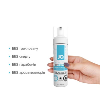 М’яка пінка для очищення іграшок System JO REFRESH (207 мл), дезінфікує, проникає глибоко М’яка пінка для очищення іграшок System JO REFRESH (207 мл), дезінфікує, проникає глибоко