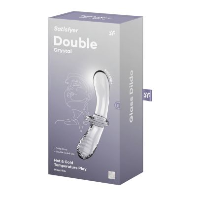 Двосторонній скляний дилдо Satisfyer Double Crystal Transparent, боросилікатне скло, унісекс Двосторонній скляний дилдо Satisfyer Double Crystal Transparent, боросилікатне скло, унісекс