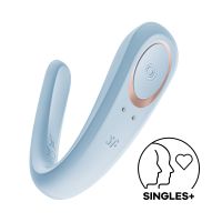 Вібратор для пар Satisfyer Double Classic Light Blue з одним моторчиком Вібратор для пар Satisfyer Double Classic Light Blue з одним моторчиком