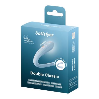 Вібратор для пар Satisfyer Double Classic Light Blue з одним моторчиком