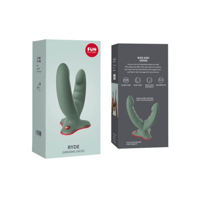 Подвійний фалоімітатор Fun Factory RYDE wild olive, гнучкі стовбури, присоска Подвійний фалоімітатор Fun Factory RYDE wild olive, гнучкі стовбури, присоска