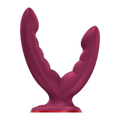 Подвійний фалоімітатор Fun Factory RYDE Wine Red, гнучкі стовбури, присоска