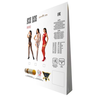 Ажурний бодістокінг з панчохами Passion BS082 red Ажурний бодістокінг з панчохами Passion BS082 red