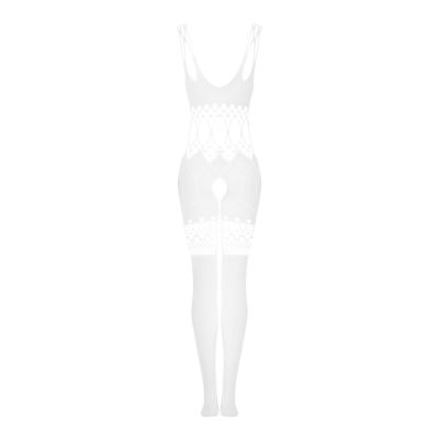 Сітчастий бодістокінг з імітацією топа та шортів Obsessive Bodystocking G330 S/M/L, white, з доступом Сітчастий бодістокінг з імітацією топа та шортів Obsessive Bodystocking G330 S/M/L, white, з доступом