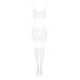 Сітчастий бодістокінг з імітацією топа та шортів Obsessive Bodystocking G330 XL/XXL, white, з доступом