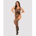 Ажурний бодістокінг під павутину Obsessive Bodystocking G325 black S/M/L, чорний, комбінезон, імітація пояса та панчіх