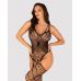 Ажурний бодістокінг під павутину Obsessive Bodystocking G325 black S/M/L, чорний, комбінезон, імітація пояса та панчіх