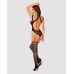 Ажурний бодістокінг з отворами Obsessive Bodystocking G327 black S/M/L, чорний, комбінезон, з доступом, імітація пояса та панчіх