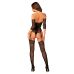 Нейлоновий бодістокінг з імітацією панчіх Obsessive Bodystocking G333 S/M/L, black, з доступом