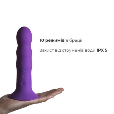 Двошаровий ділдо з вібрацією Adrien Lastic Hitsens 3 Purple, відмінно для страпона, діаметр 4 см