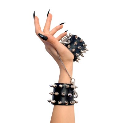 Наручники з шипами Art of Sex — Rose Spiked Leather Handcuffs, натуральна шкіра