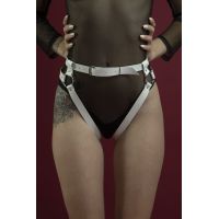 Гартери Feral Feelings — Belt Briefs, трусики, натуральна шкіра, колір білий