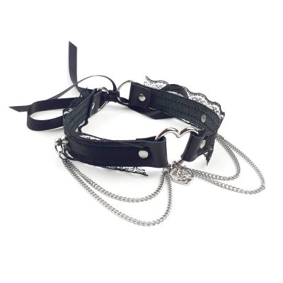 Сексуальний чокер Art of Sex — Karen із натуральної шкіри, чорний