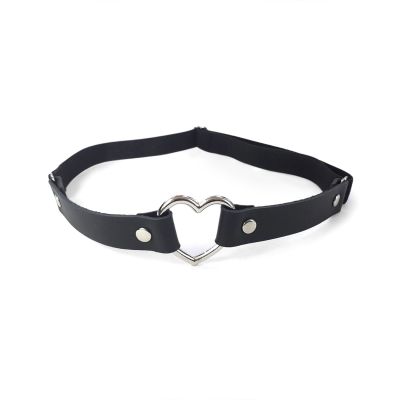 Гартер на ногу «Серце» з натуральної шкіри Art of Sex — Terri, колір чорний (1шт.)