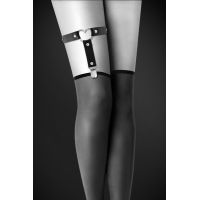 Гартер на ногу Bijoux Pour Toi — WITH HEART Black, сексуальна підв'язка з сердечком, екошкіра