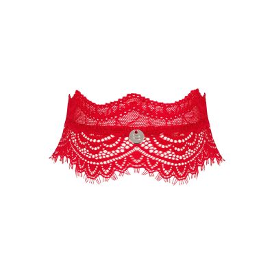 Широкий мереживний чокер Obsessive Bergamore choker, red 