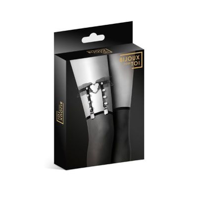 Гартер на ногу Bijoux Pour Toi — WITH HEART AND SPIKES Black, сексуальна підв'язка з сердечком