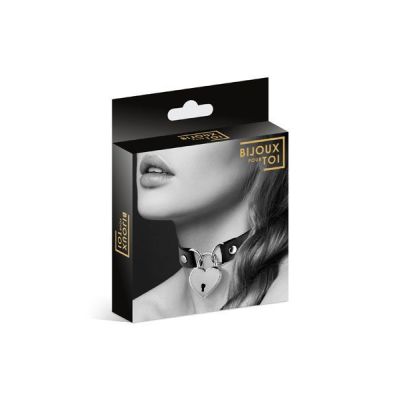 Чокер із замочком-сердечком Bijoux Pour Toi — HEART LOCK Black, екошкіра
