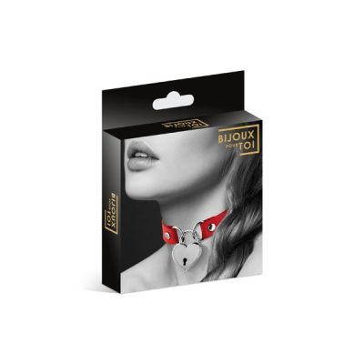 Чокер із замочком-сердечком Bijoux Pour Toi — HEART LOCK Red, екошкіра Чокер із замочком-сердечком Bijoux Pour Toi — HEART LOCK Red, екошкіра