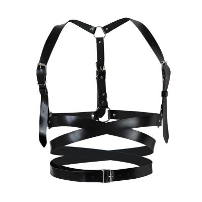 Шкіряна портупея Art of Sex — Melani Leather harness, чорна, L-2XL