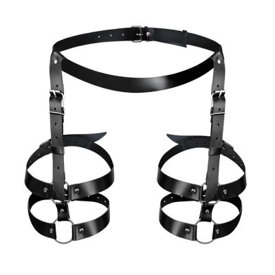 Шкіряні гартери Art of Sex — Melani Leather garters, чорні, XS-M