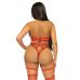 Портупея-тедді з ременів Leg Avenue Studded O-ring harness teddy M Red, екошкіра