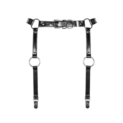 Гартери Obsessive A741 garter belt black O/S, штучна шкіра