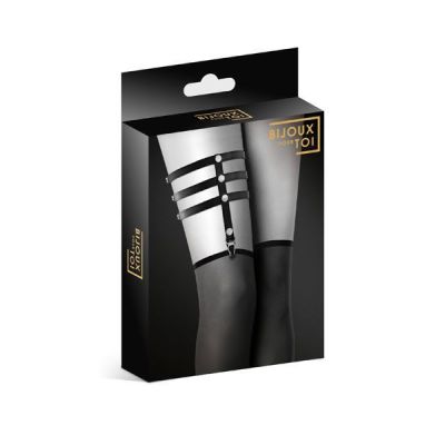 Гартер на ногу Bijoux Pour Toi — 3 THONGS Black, сексуальна підв'язка, екошкіра Гартер на ногу Bijoux Pour Toi — 3 THONGS Black, сексуальна підв'язка, екошкіра