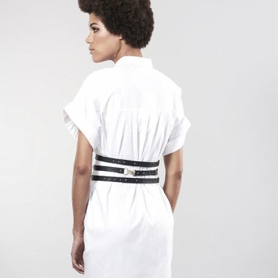 Портупея-пояс Bijoux Indiscrets MAZE — Wide Belt and Restraints Black, екошкіра