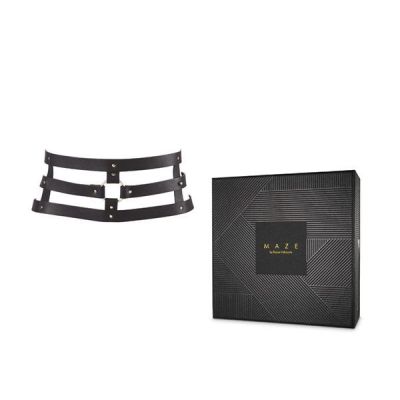 Портупея-пояс Bijoux Indiscrets MAZE — Wide Belt and Restraints Black, екошкіра